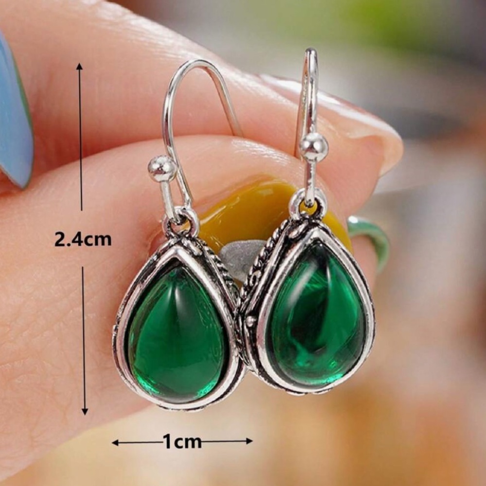 Any 4/$25! Silver Emerald Green Cubic Zirconia Drop Earrings - Picture 5 of 7